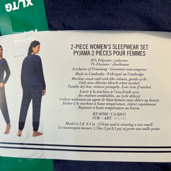 Nautica Women's Dark Blue Polka Dot Henley Silky Fleece Pyjama Set - NWT - Picture 5 of 6